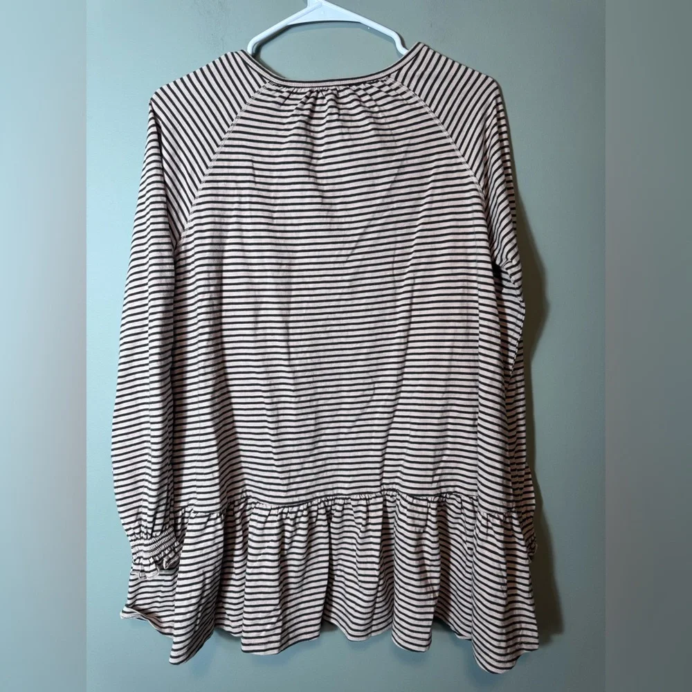 Rylee + Cru Girls NWT Stripe‎ Swing Dress Oat/Black Stripe 12-14Y MSRP $58